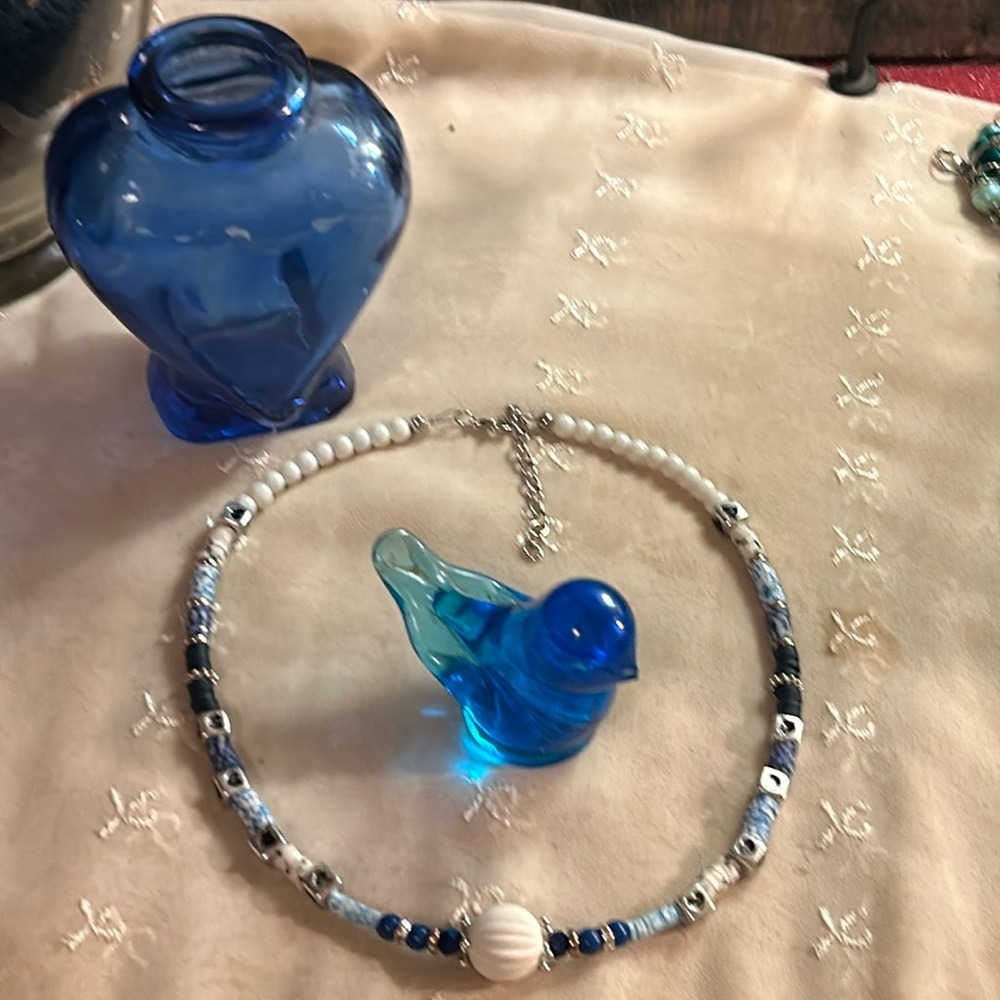 Heishi Necklace In Love in Blues